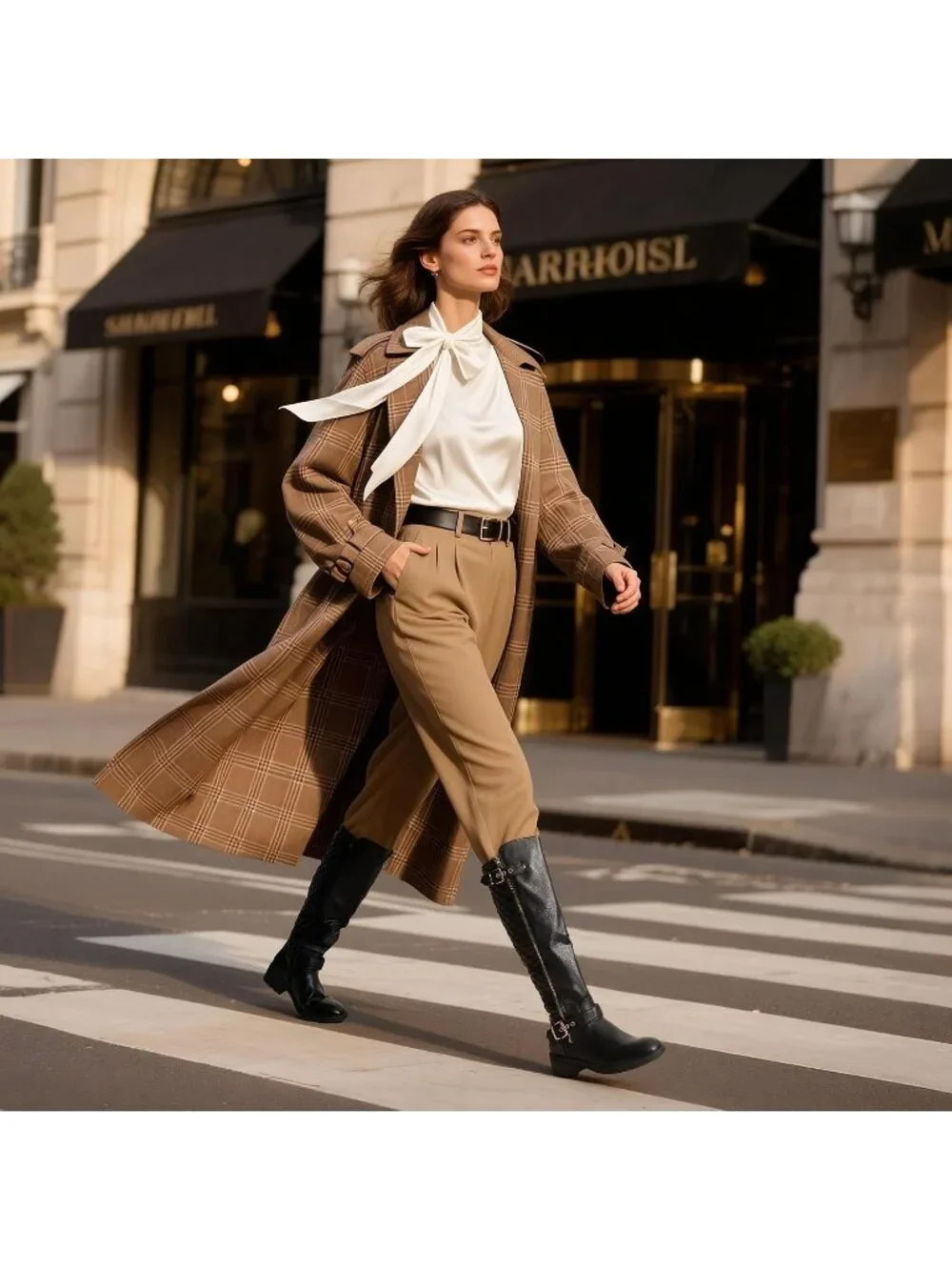 Women's Black Comfortable Chunky Block Heel Round Toe Side Zipper Knee High Boot